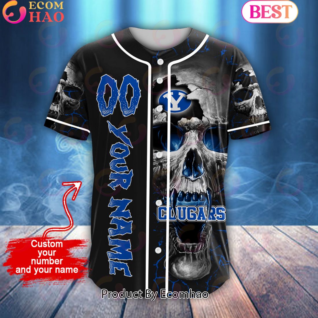 NCAA BYU Cougars Custom Name Baseball Jersey