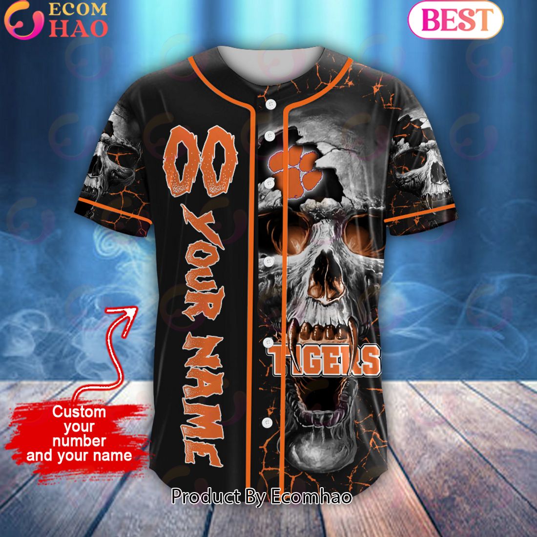 NCAA Clemson Tigers Custom Name Baseball Jersey