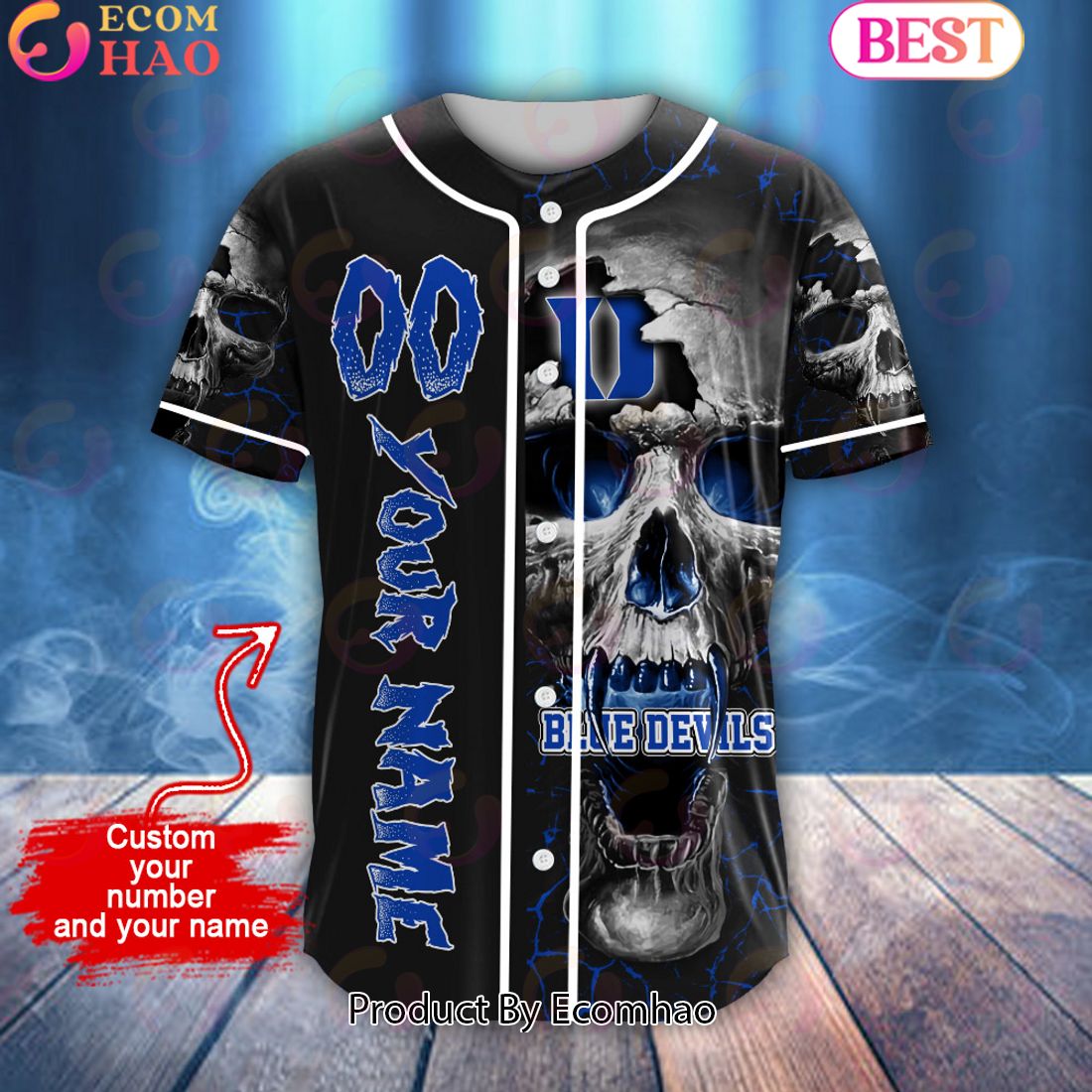 NCAA Duke Blue Devils Custom Name Baseball Jersey