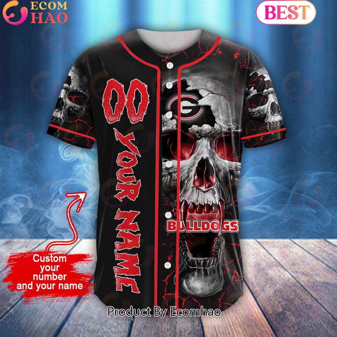 NCAA Georgia Bulldogs Custom Name Baseball Jersey