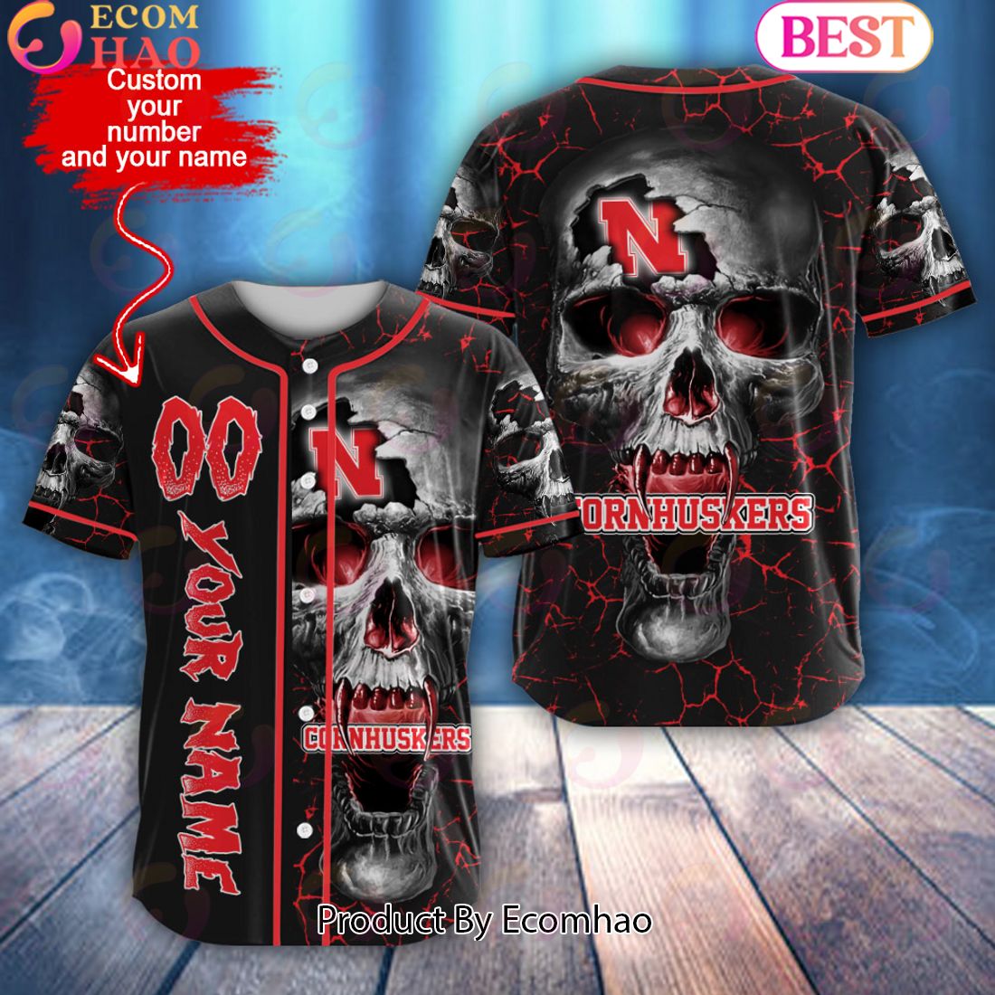 NCAA Nebraska Cornhuskers Custom Name Baseball Jersey