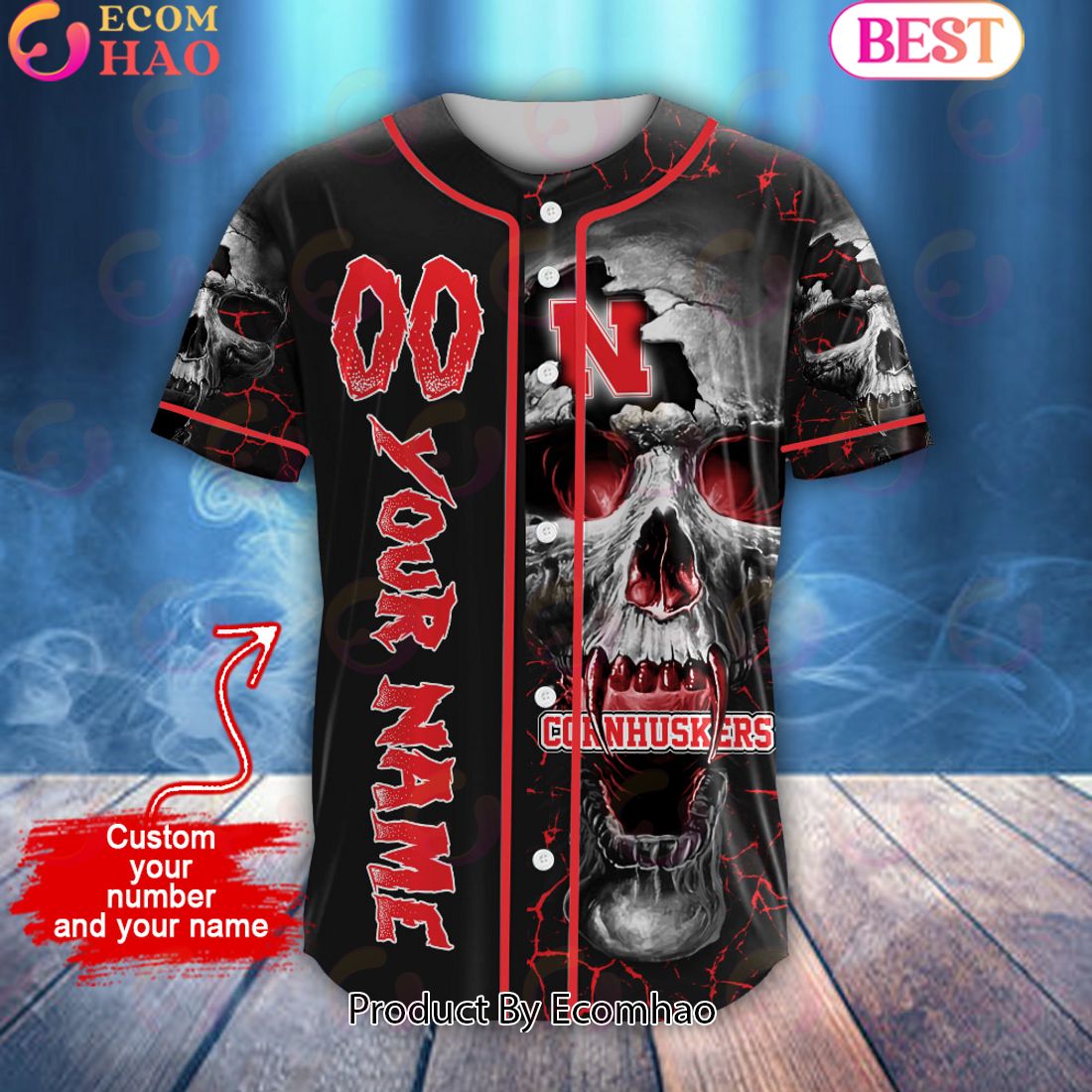 NCAA Nebraska Cornhuskers Custom Name Baseball Jersey