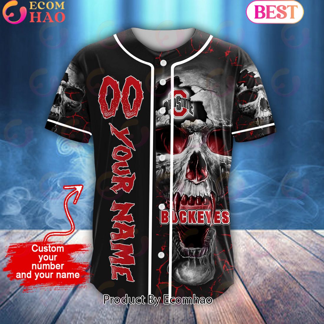 NCAA Ohio State Buckeyes Custom Name Baseball Jersey