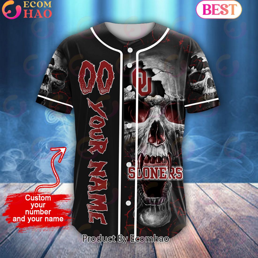 NCAA Oklahoma Sooners Custom Name Baseball Jersey