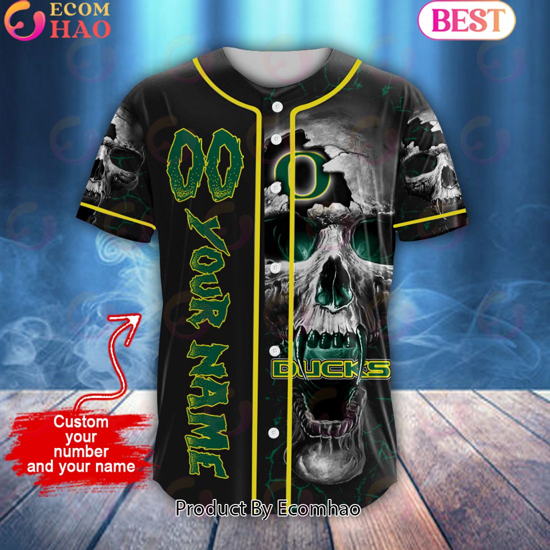 NCAA Oregon Ducks Custom Name Baseball Jersey