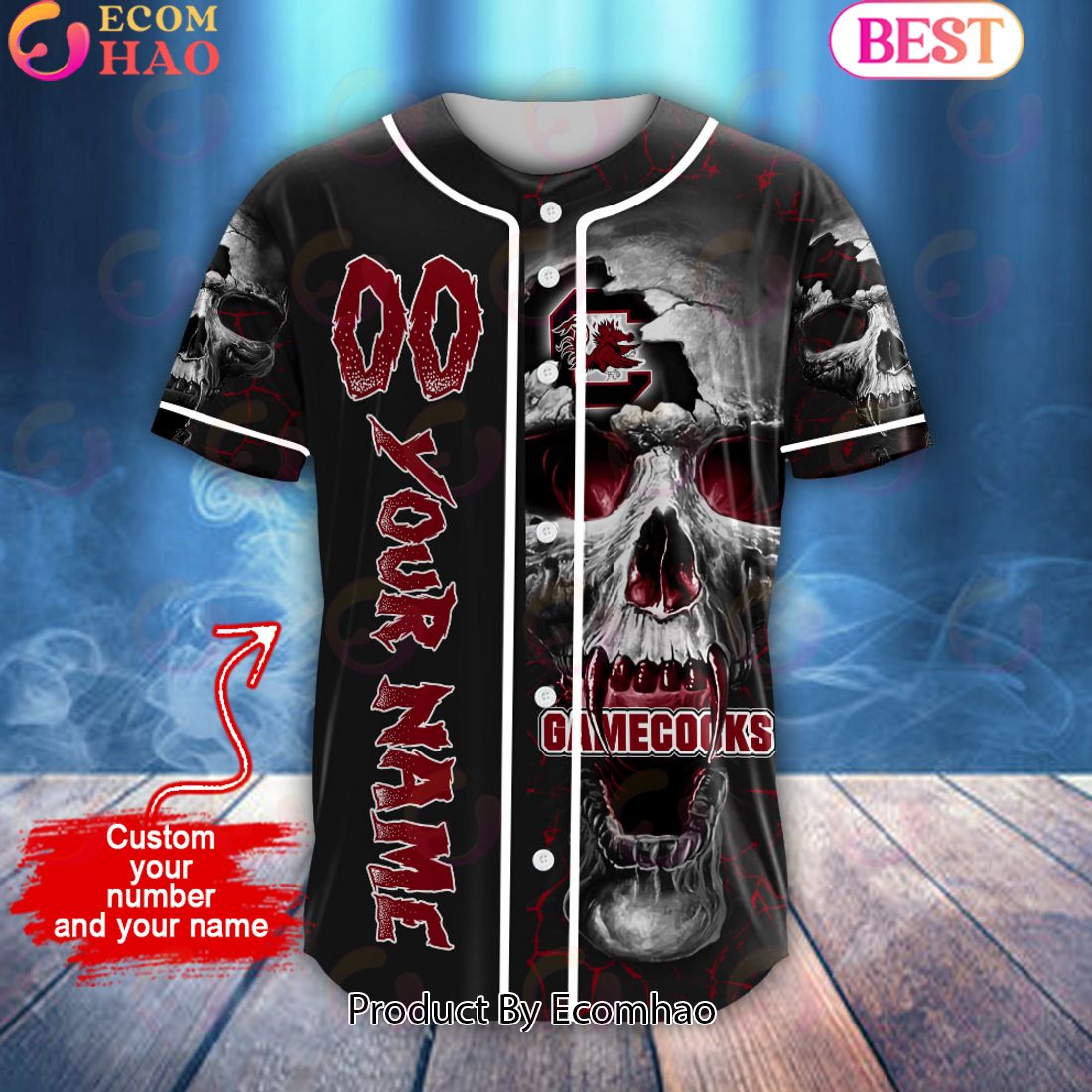 NCAA South Carolina Gamecocks Custom Name Baseball Jersey