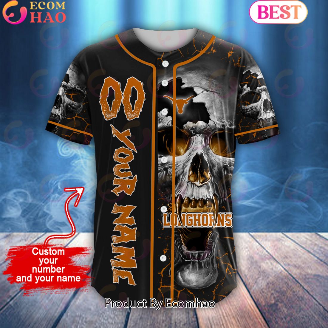 NCAA Texas Longhorns Custom Name Baseball Jersey