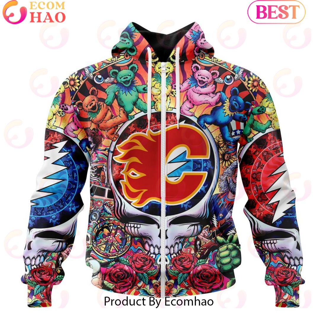 NEW] NHL Calgary Flames X Grateful Dead 3D Hoodie