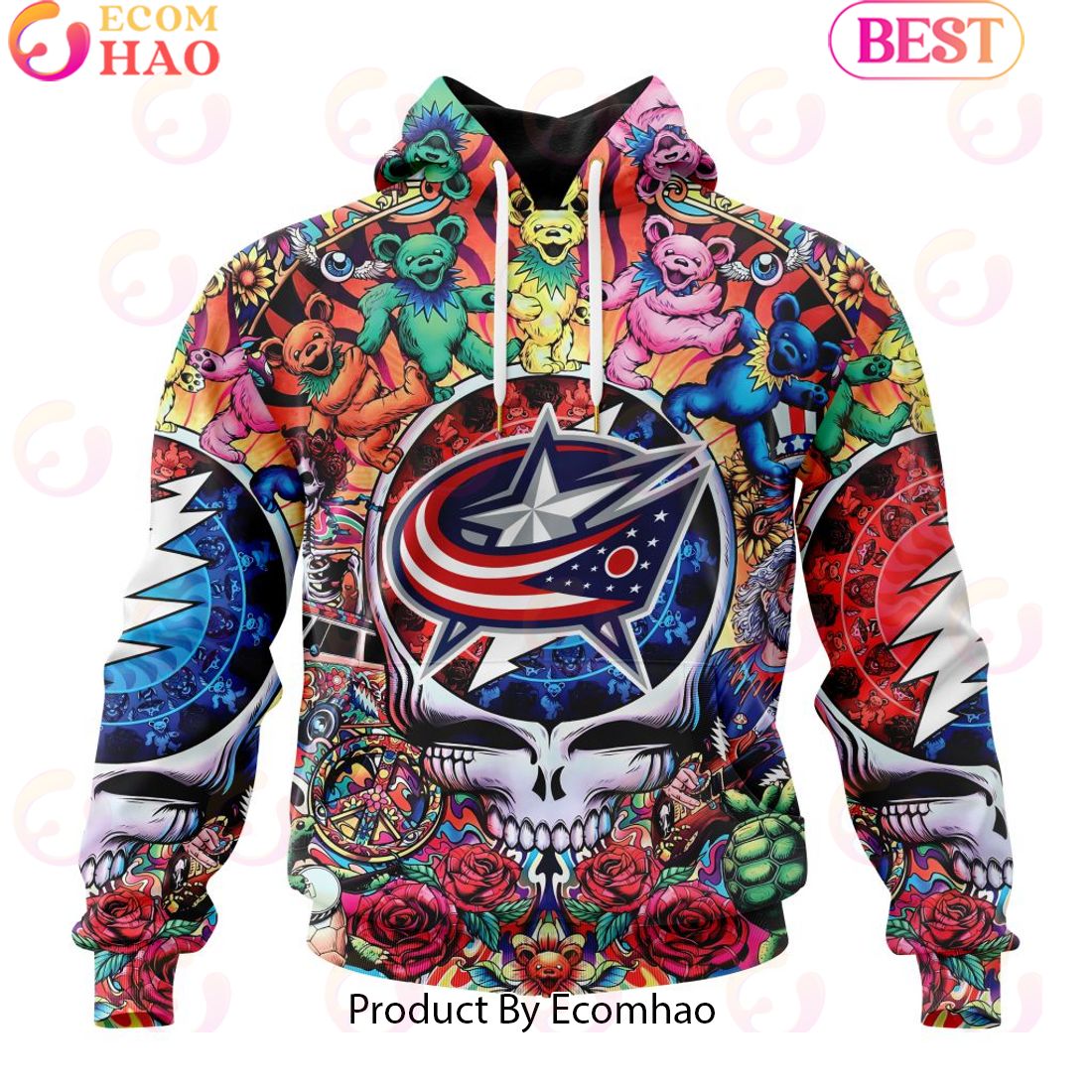 NEW] NHL Columbus Blue Jackets X Grateful Dead 3D Hoodie