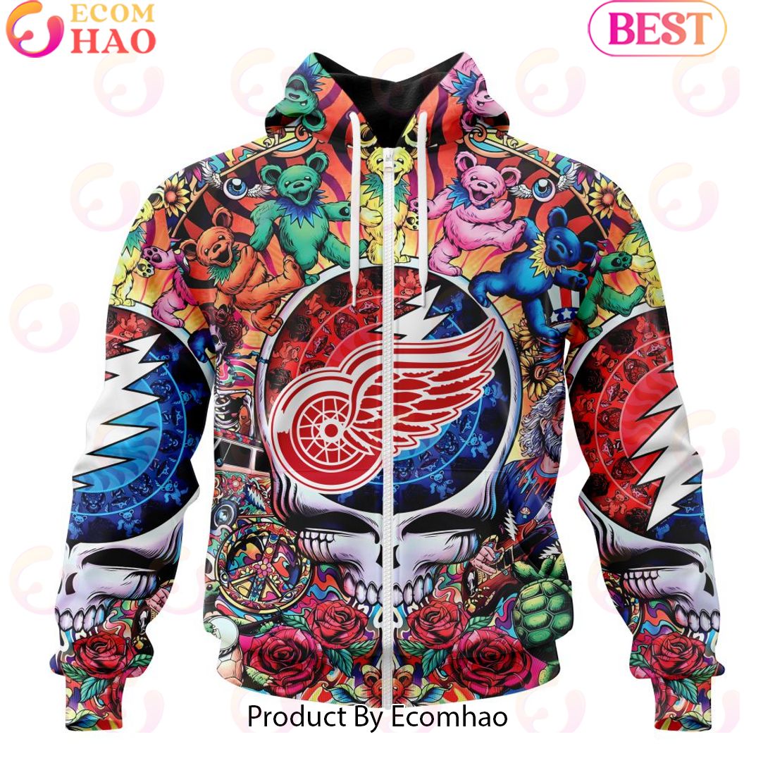 NEW] NHL Detroit Red Wings X Grateful Dead 3D Hoodie