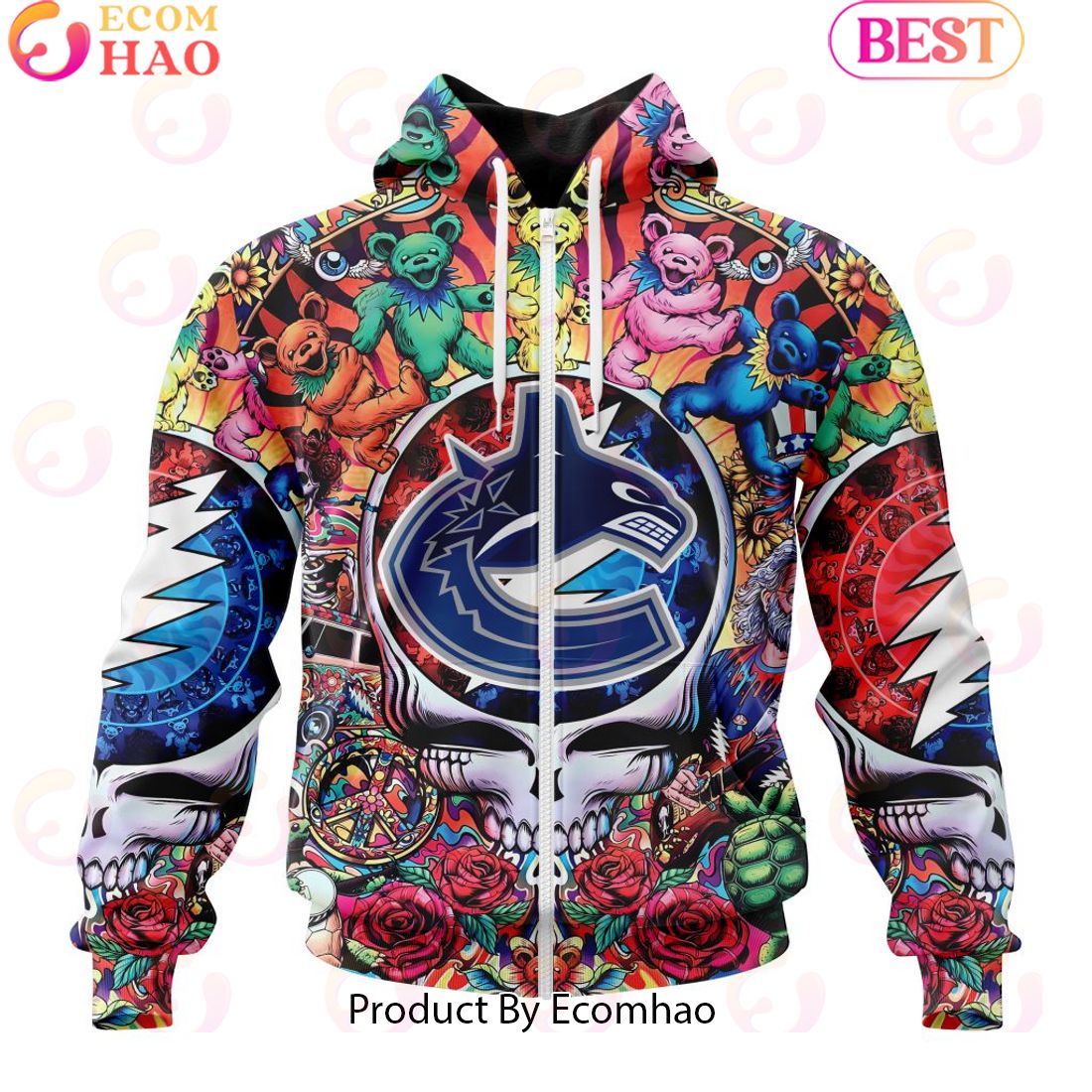 NEW] NHL Vancouver Canucks X Grateful Dead 3D Hoodie