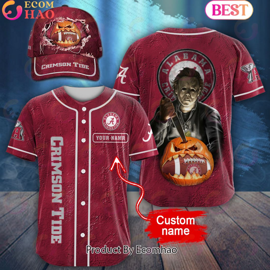 NCAA Arkansas Razorbacks Special Michael Myers Design PERSONALIZED Baseball Jersey