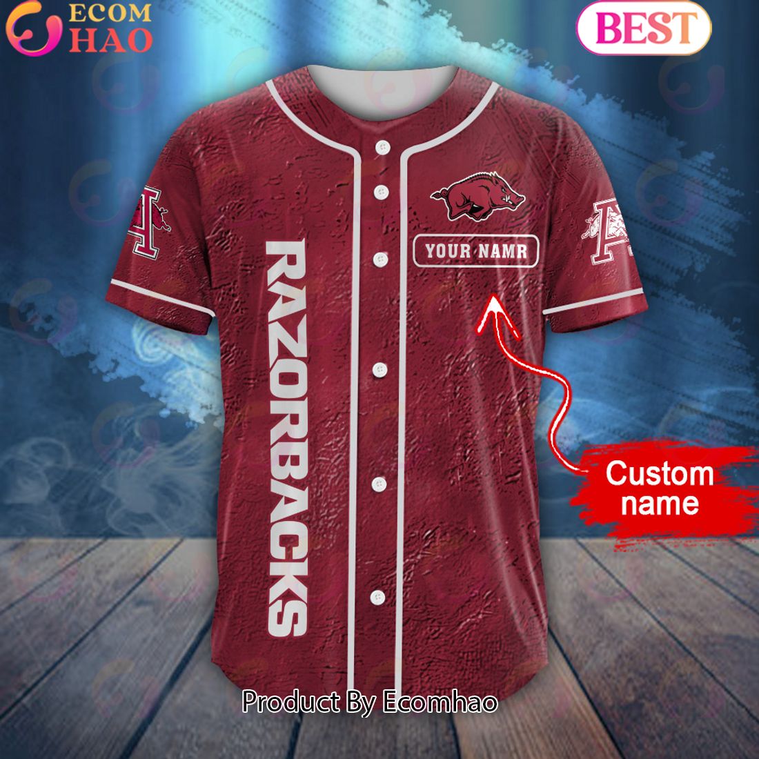 NCAA Arkansas Razorbacks Special Michael Myers Design PERSONALIZED Baseball Jersey