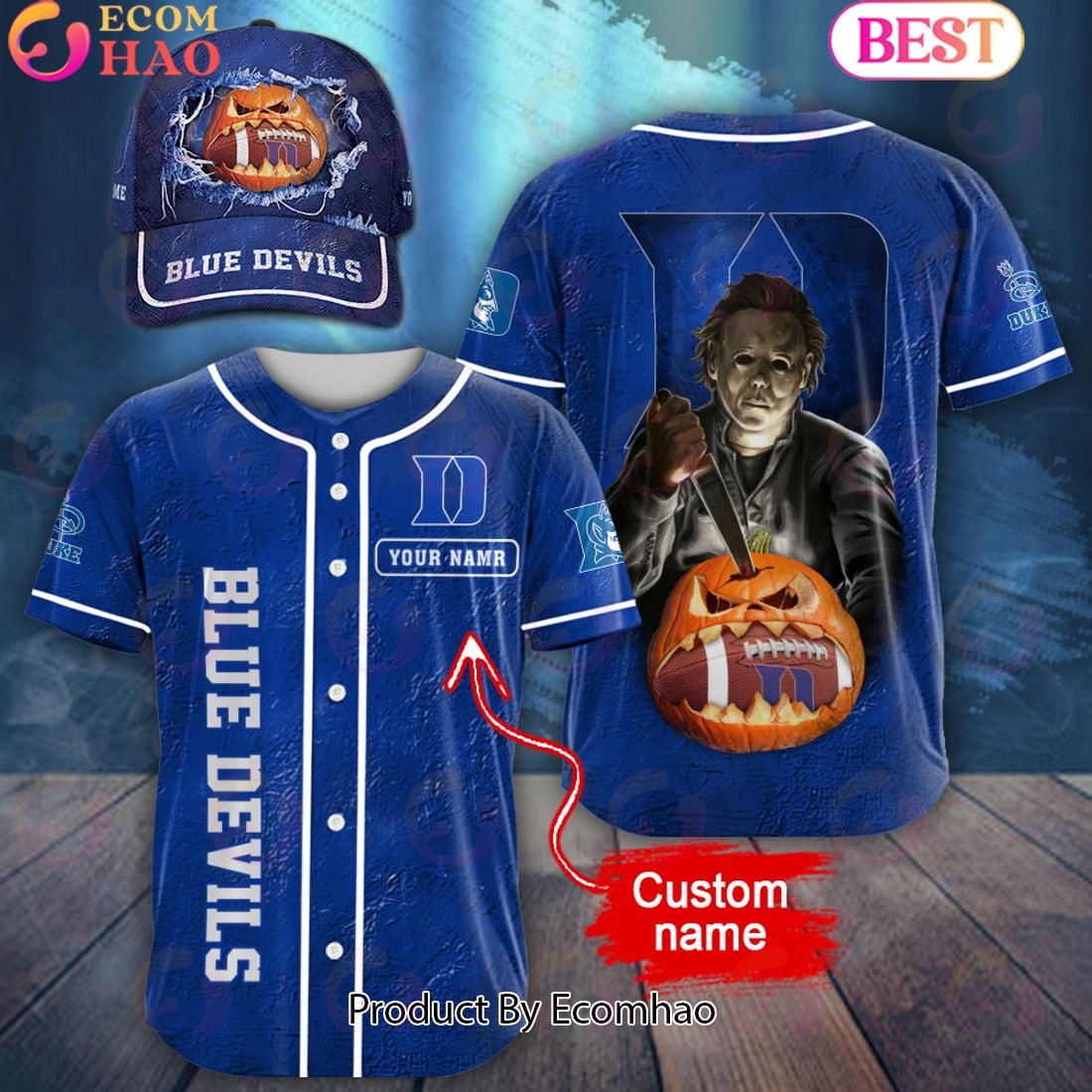 NCAA Duke Blue Devils Special Michael Myers Design PERSONALIZED Baseball Jersey