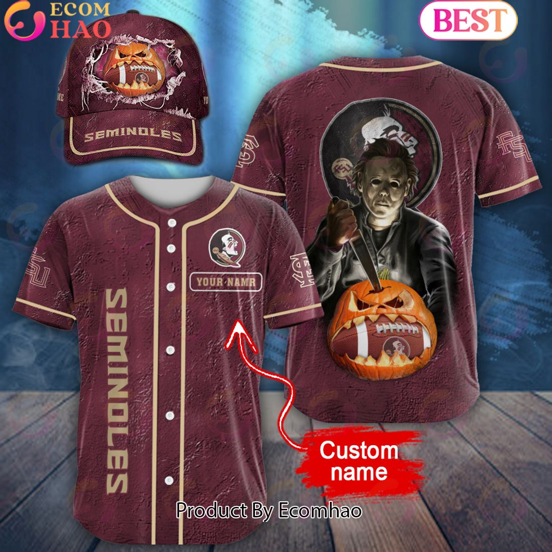 NCAA Florida State Seminoles Special Michael Myers Design PERSONALIZED Baseball Jersey