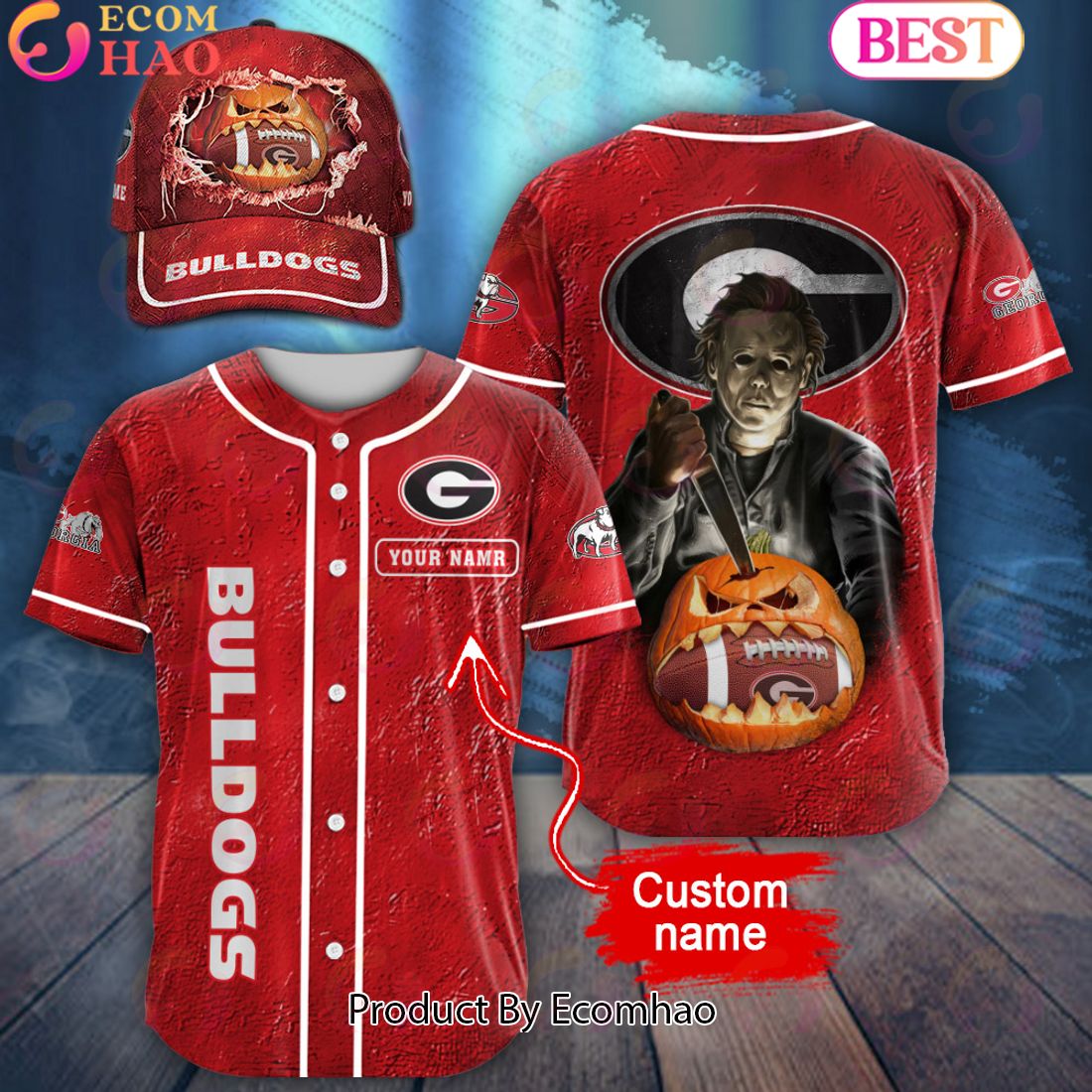 NCAA Georgia Bulldogs Special Michael Myers Design PERSONALIZED Baseball Jersey