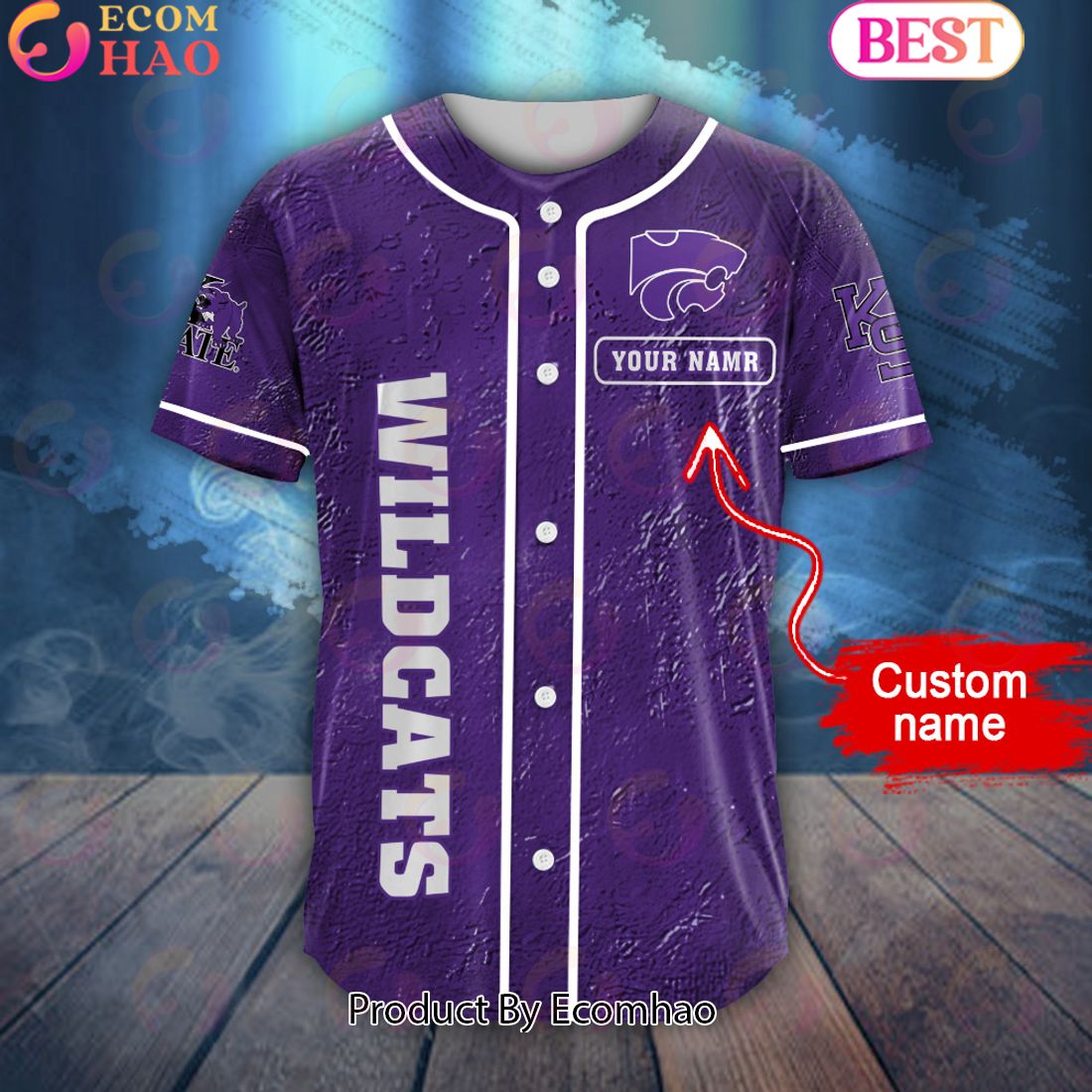 NCAA Kansas State Wildcats Special Michael Myers Design PERSONALIZED Baseball Jersey