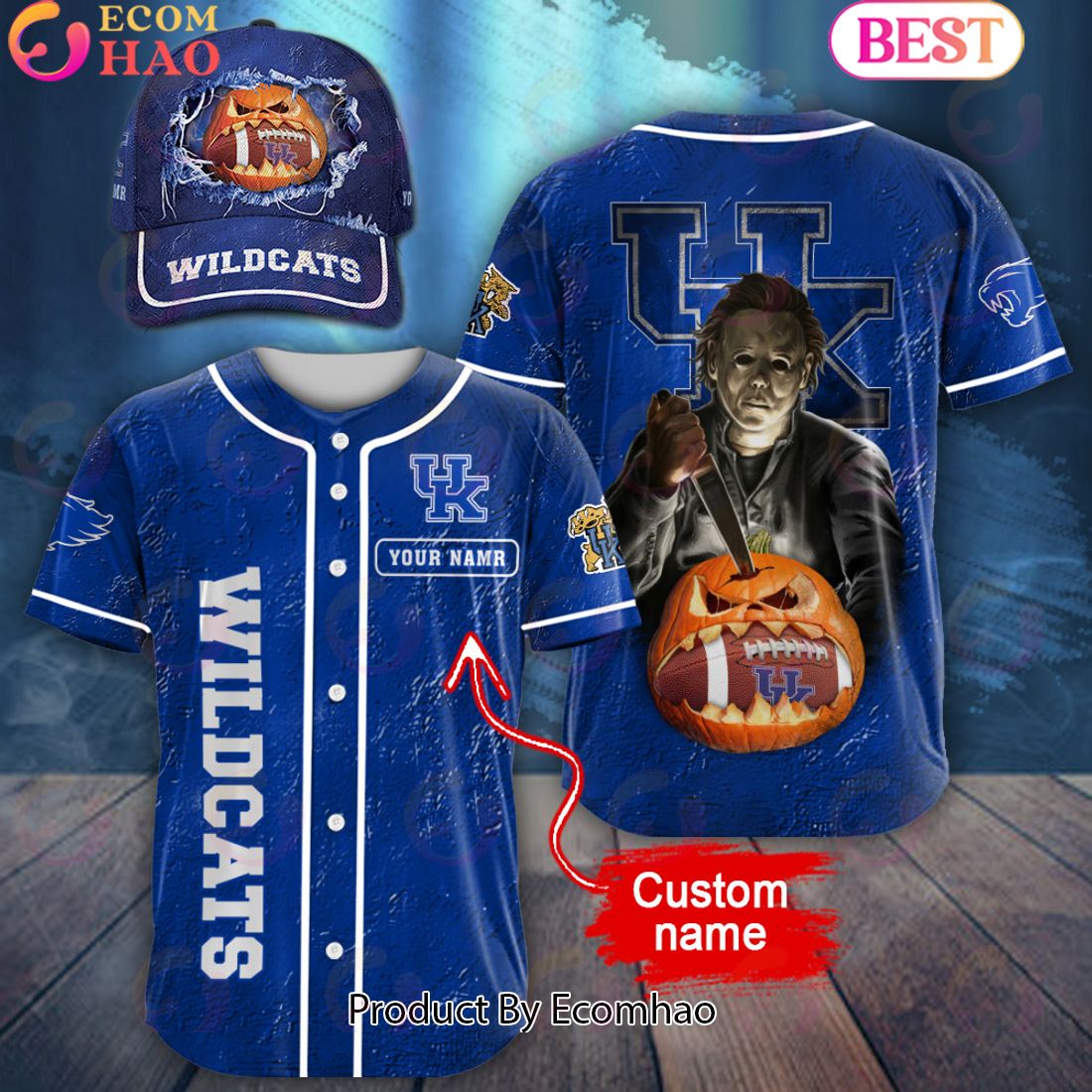 NCAA Kansas Jayhawks Special Michael Myers Design PERSONALIZED Baseball Jersey