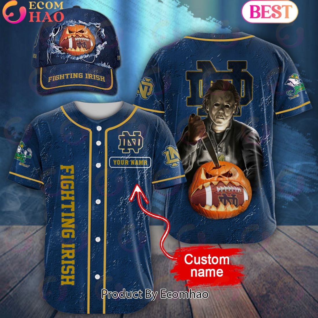 NCAA Notre Dame Fighting Irish Special Michael Myers Design PERSONALIZED Baseball Jersey