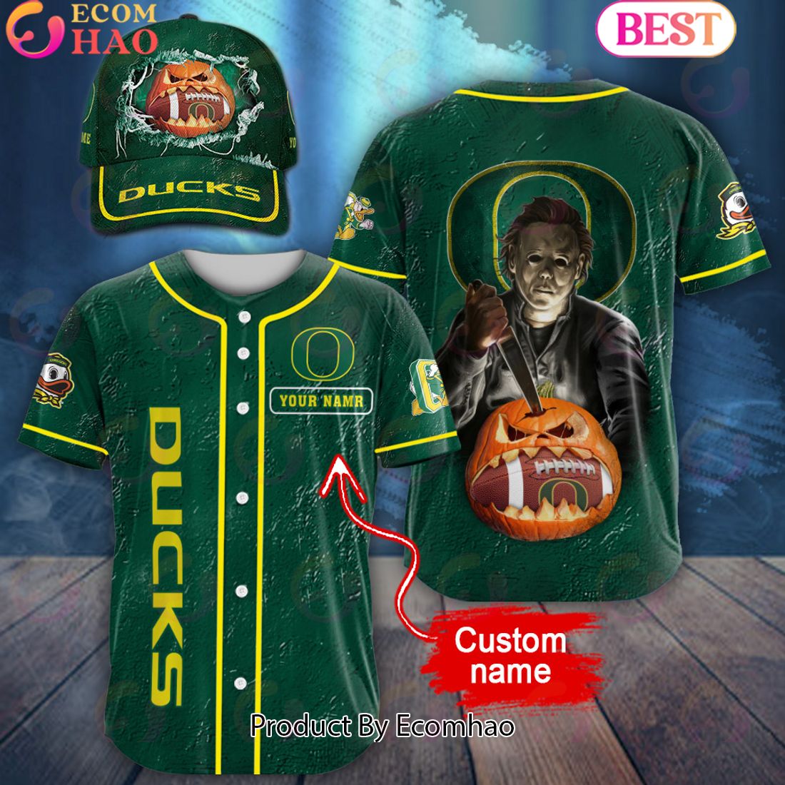 NCAA Oregon Ducks Special Michael Myers Design PERSONALIZED Baseball Jersey