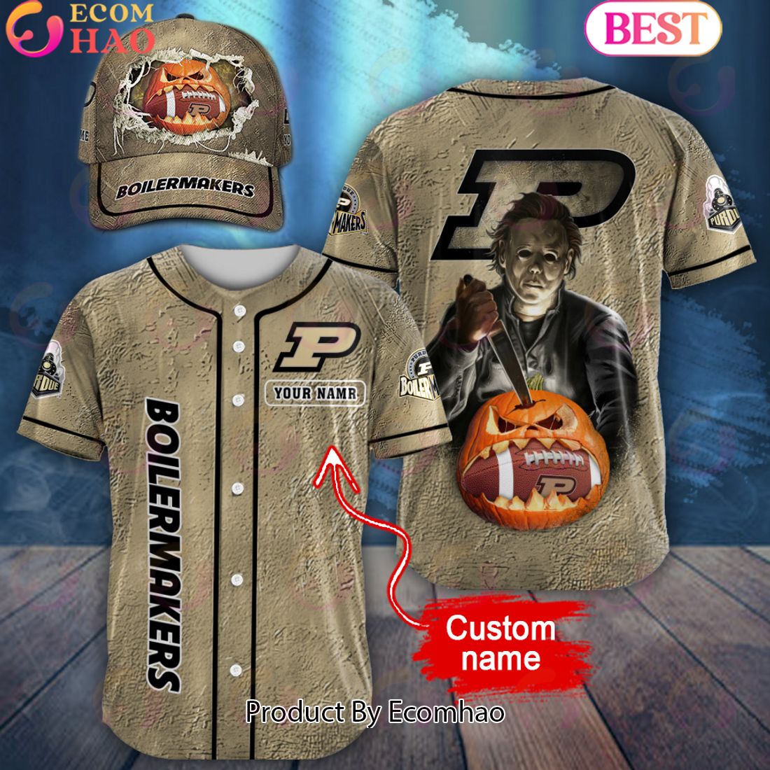 NCAA Purdue Boilermakers Special Michael Myers Design PERSONALIZED Baseball Jersey