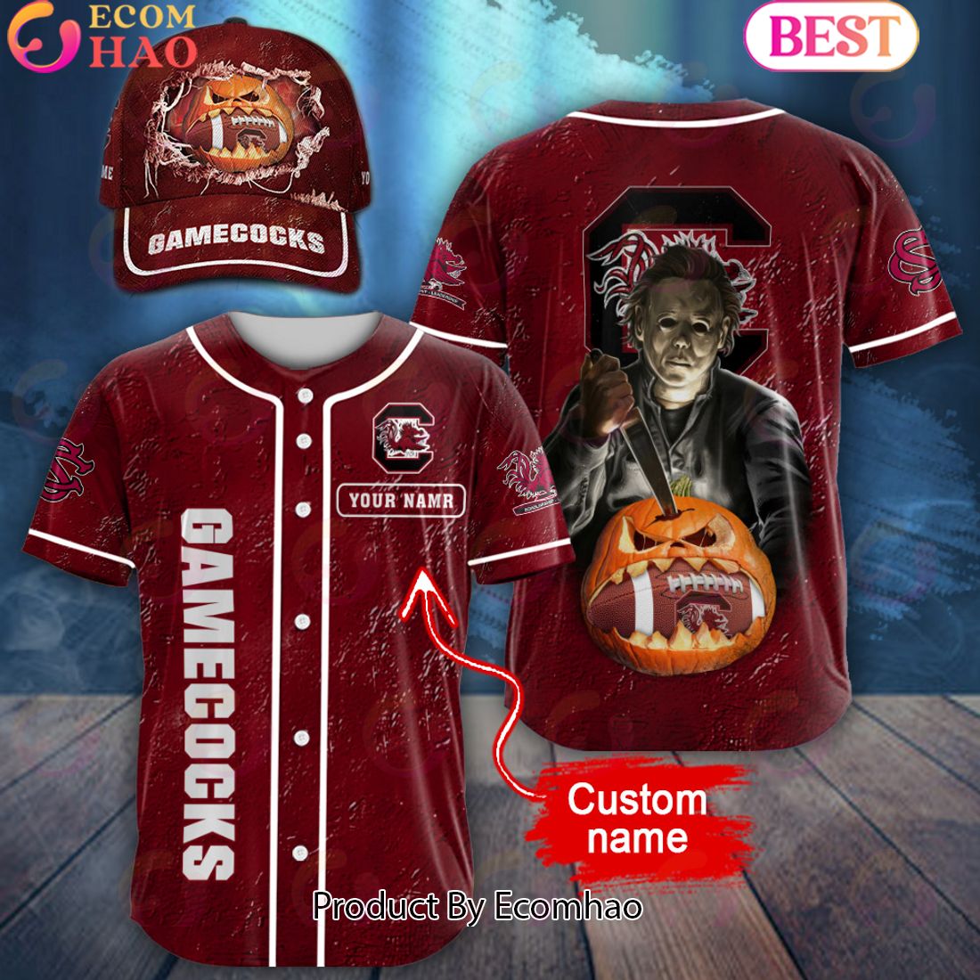 NCAA South Carolina Gamecocks Special Michael Myers Design PERSONALIZED Baseball Jersey