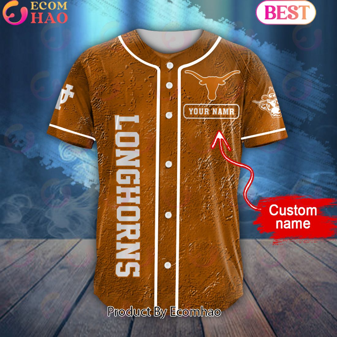 NCAA Texas Longhorns Special Michael Myers Design PERSONALIZED Baseball Jersey