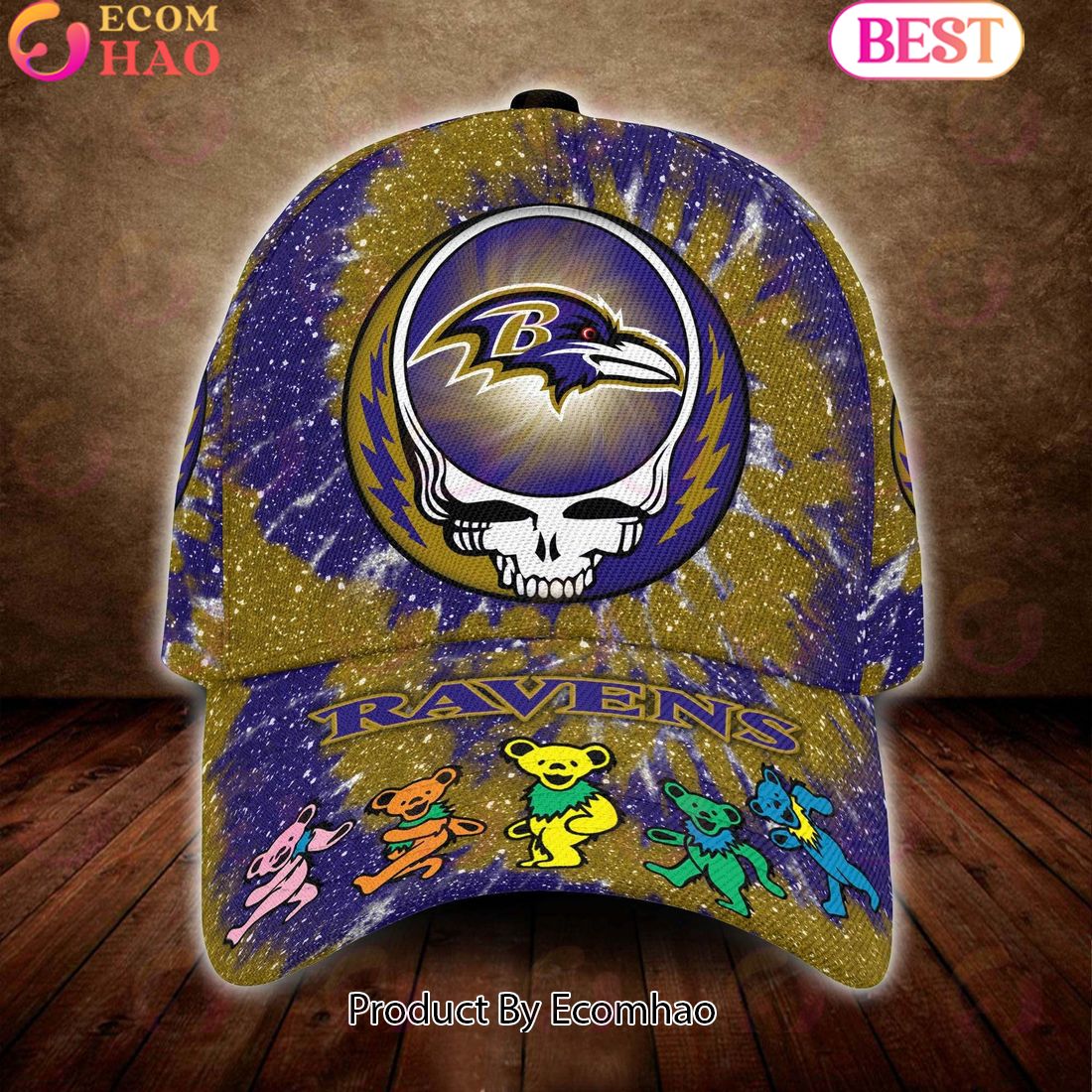 Carolina Panthers 3D Cap NFL & Grateful Dead Dancing Bears