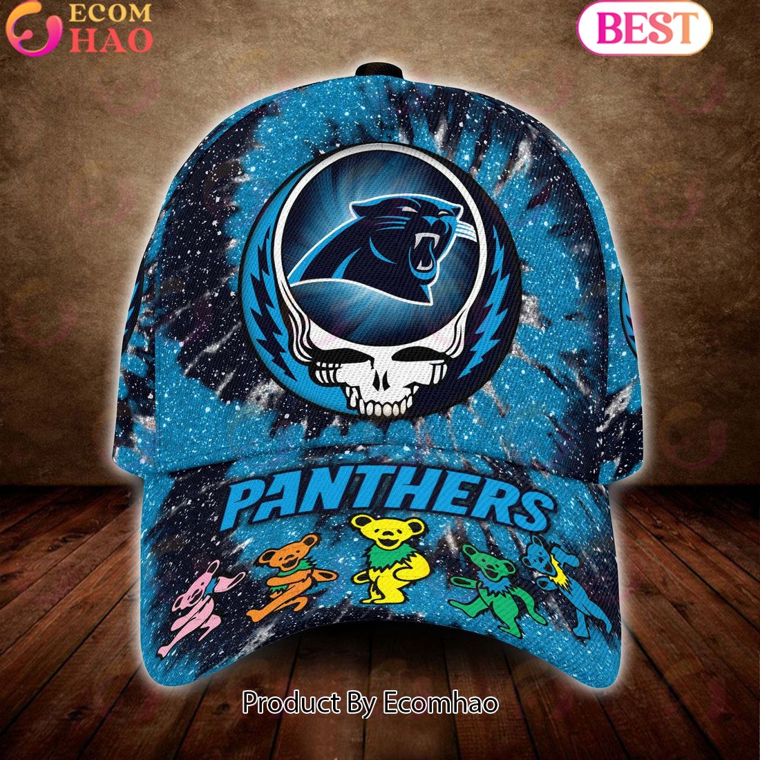 Carolina Panthers 3D Cap NFL & Grateful Dead Dancing Bears