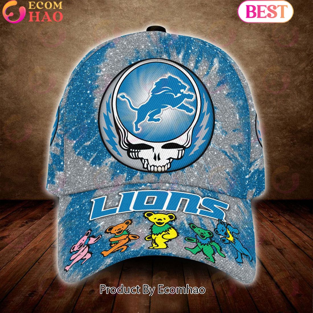 Detroit Lions 3D Cap NFL & Grateful Dead Dancing Bears