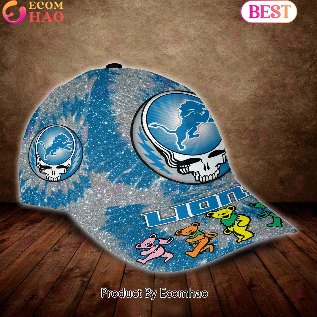 Detroit Lions 3D Cap NFL & Grateful Dead Dancing Bears