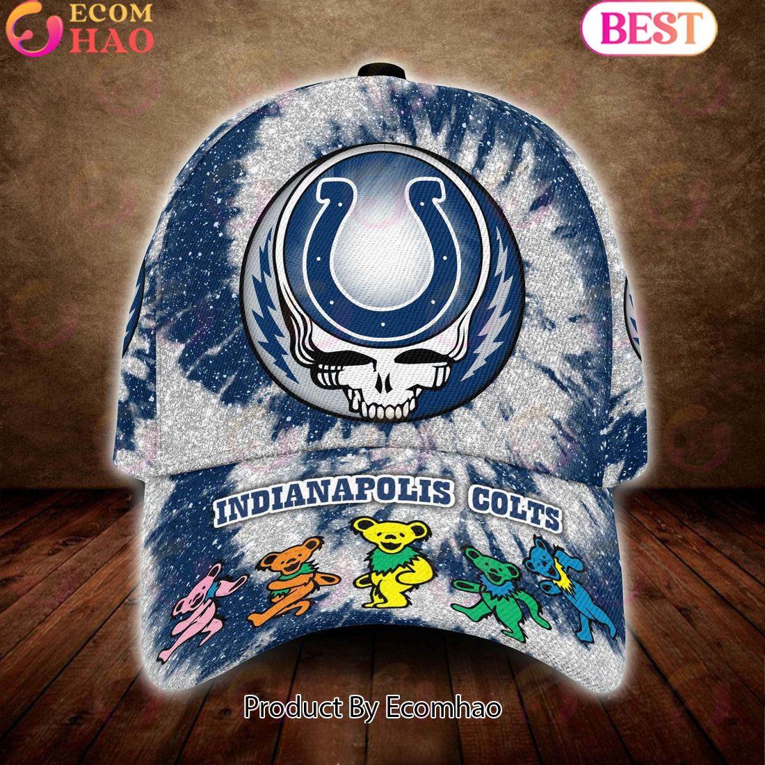 Indianapolis Colts 3D Cap NFL & Grateful Dead Dancing Bears