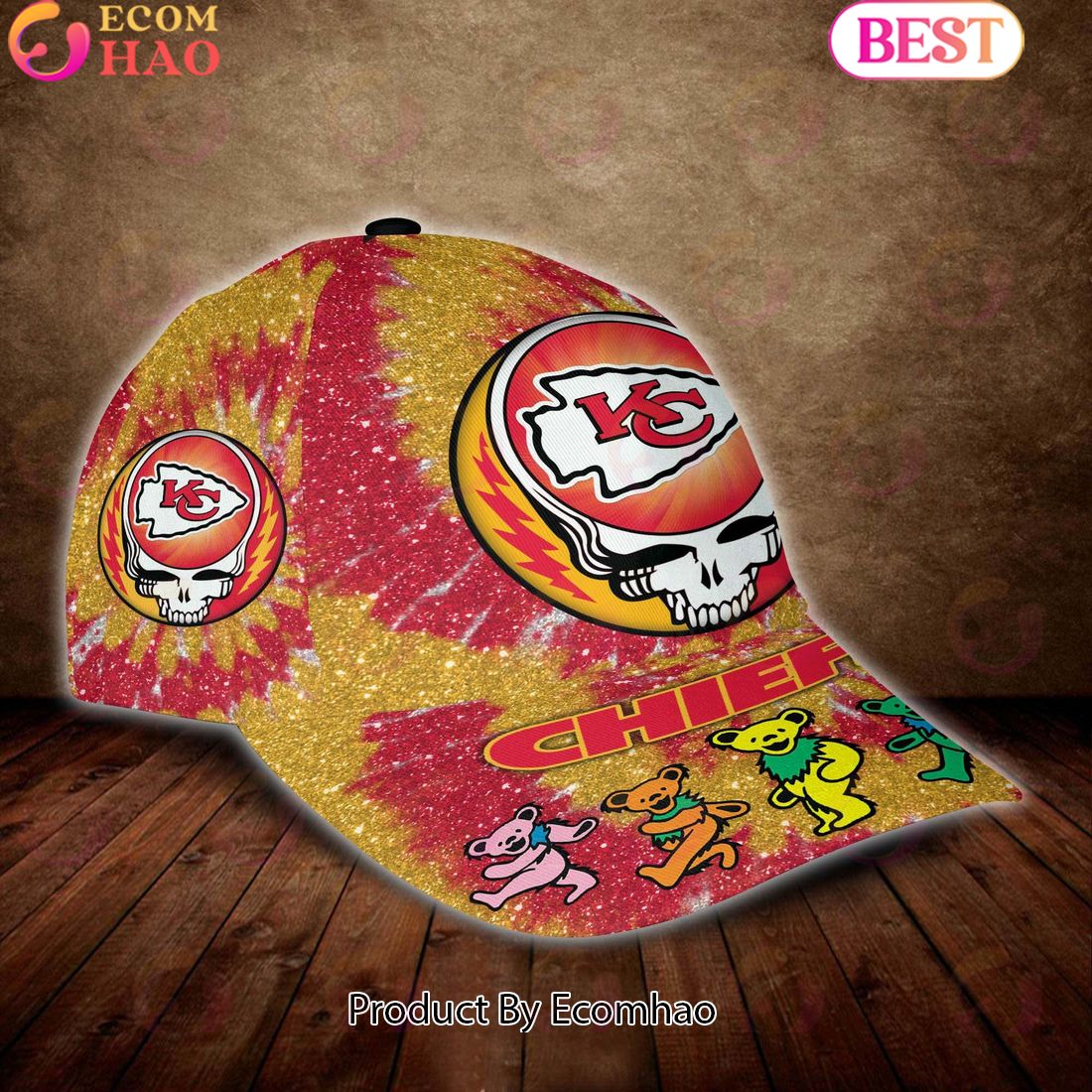 Kansas City Chiefs 3D Cap NFL & Grateful Dead Dancing Bears