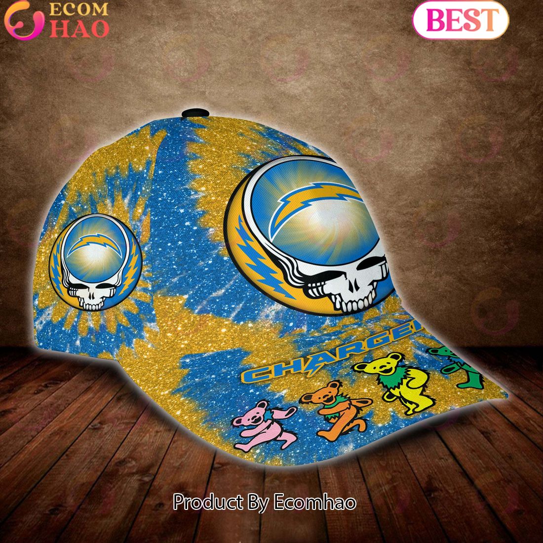 Los Angeles Chargers 3D Cap NFL & Grateful Dead Dancing Bears