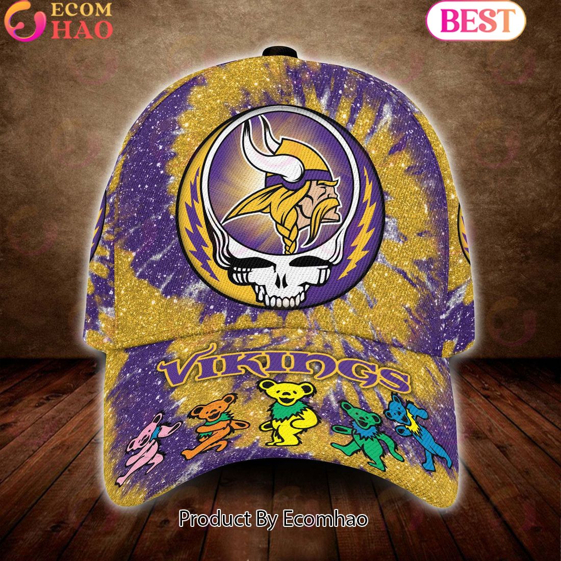 Minnesota Vikings 3D Cap NFL & Grateful Dead Dancing Bears