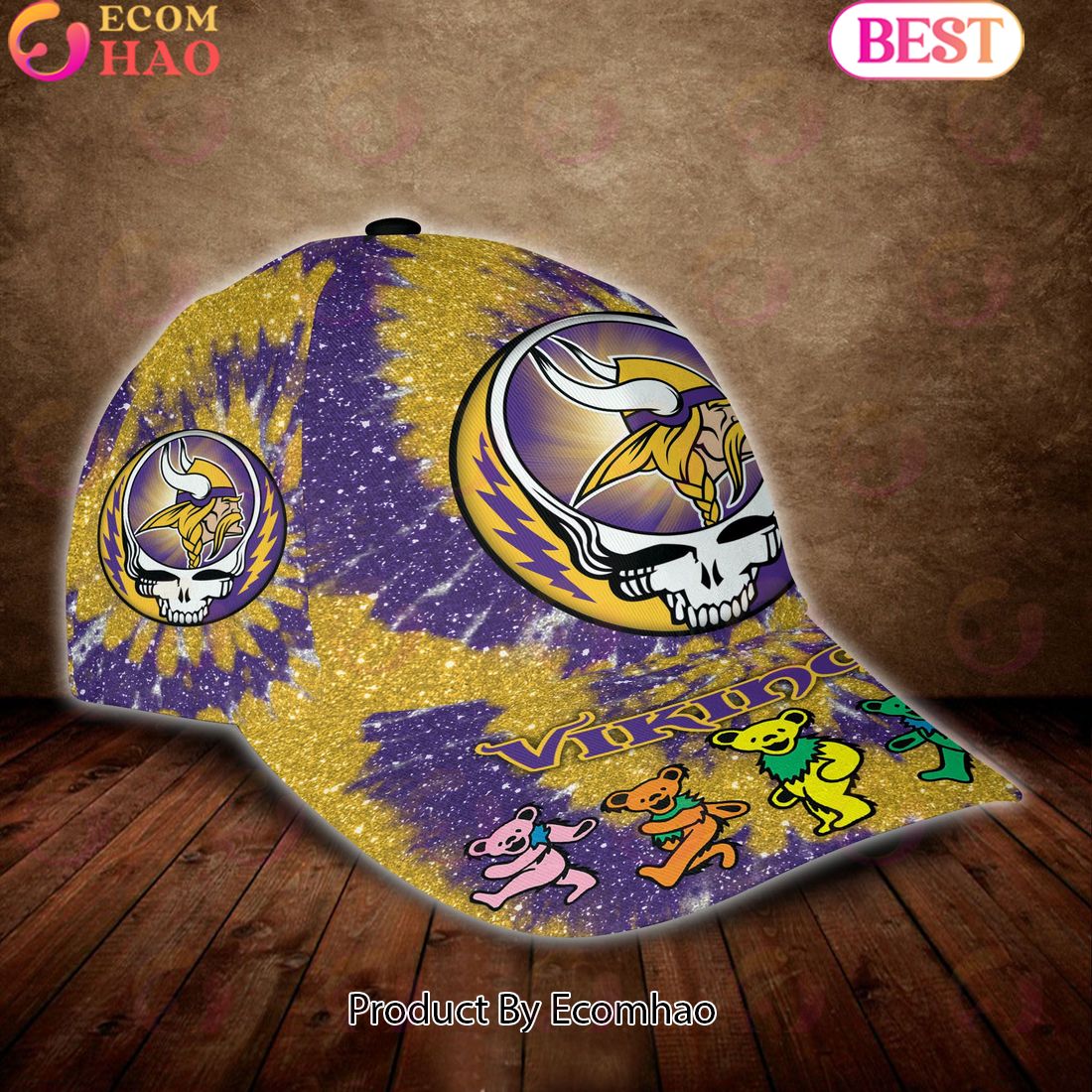 Minnesota Vikings 3D Cap NFL & Grateful Dead Dancing Bears