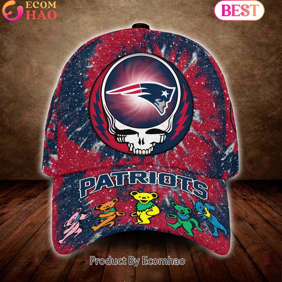 New England Patriots 3D Cap NFL & Grateful Dead Dancing Bears