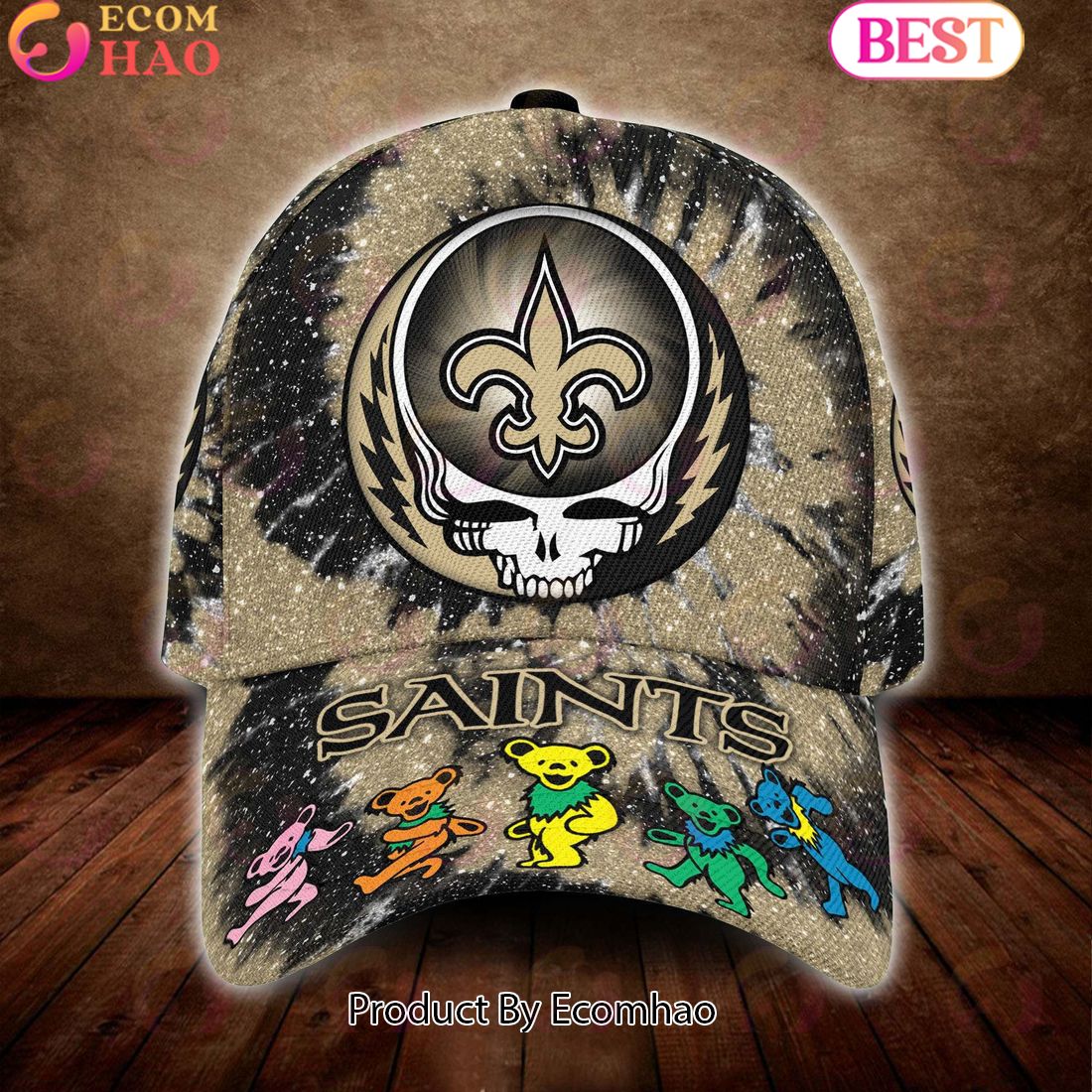 New Orleans Saints 3D Cap NFL & Grateful Dead Dancing Bears