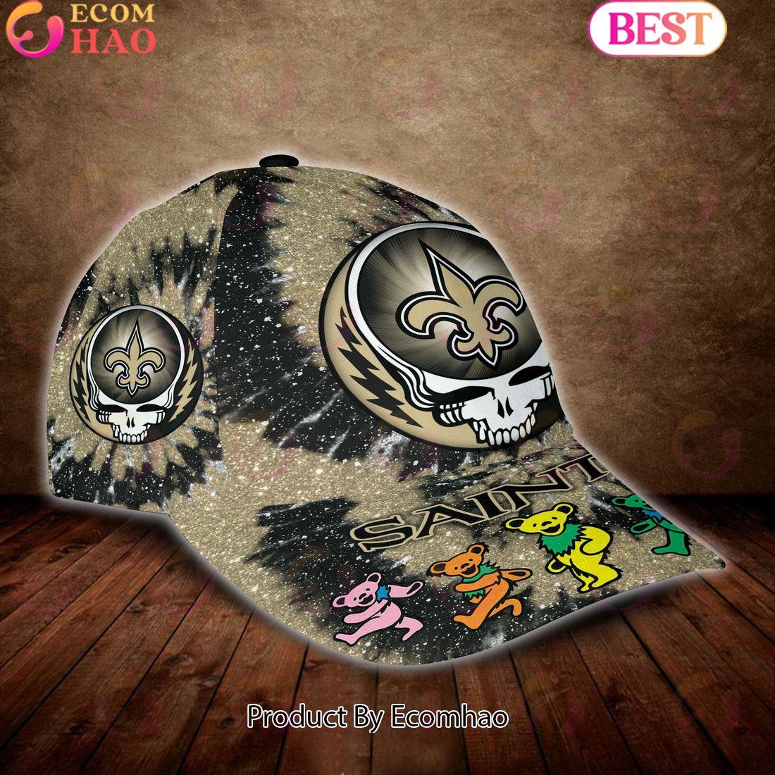 New Orleans Saints 3D Cap NFL & Grateful Dead Dancing Bears