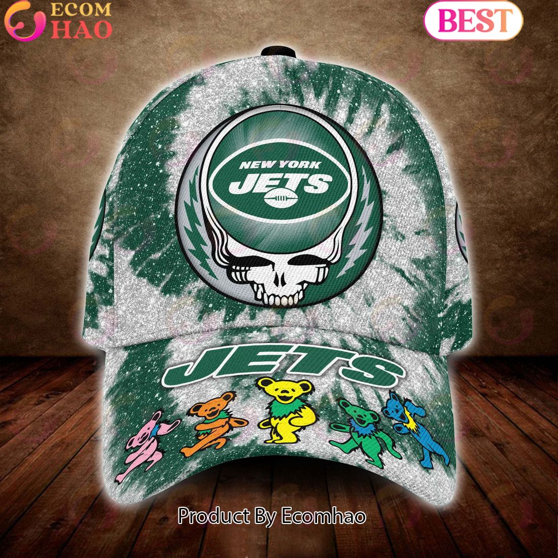 New York Jets 3D Cap NFL & Grateful Dead Dancing Bears