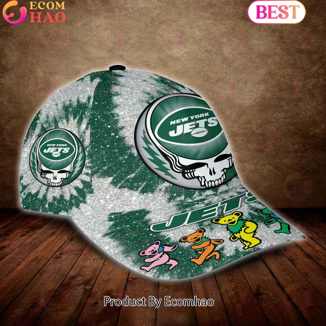 New York Jets 3D Cap NFL & Grateful Dead Dancing Bears