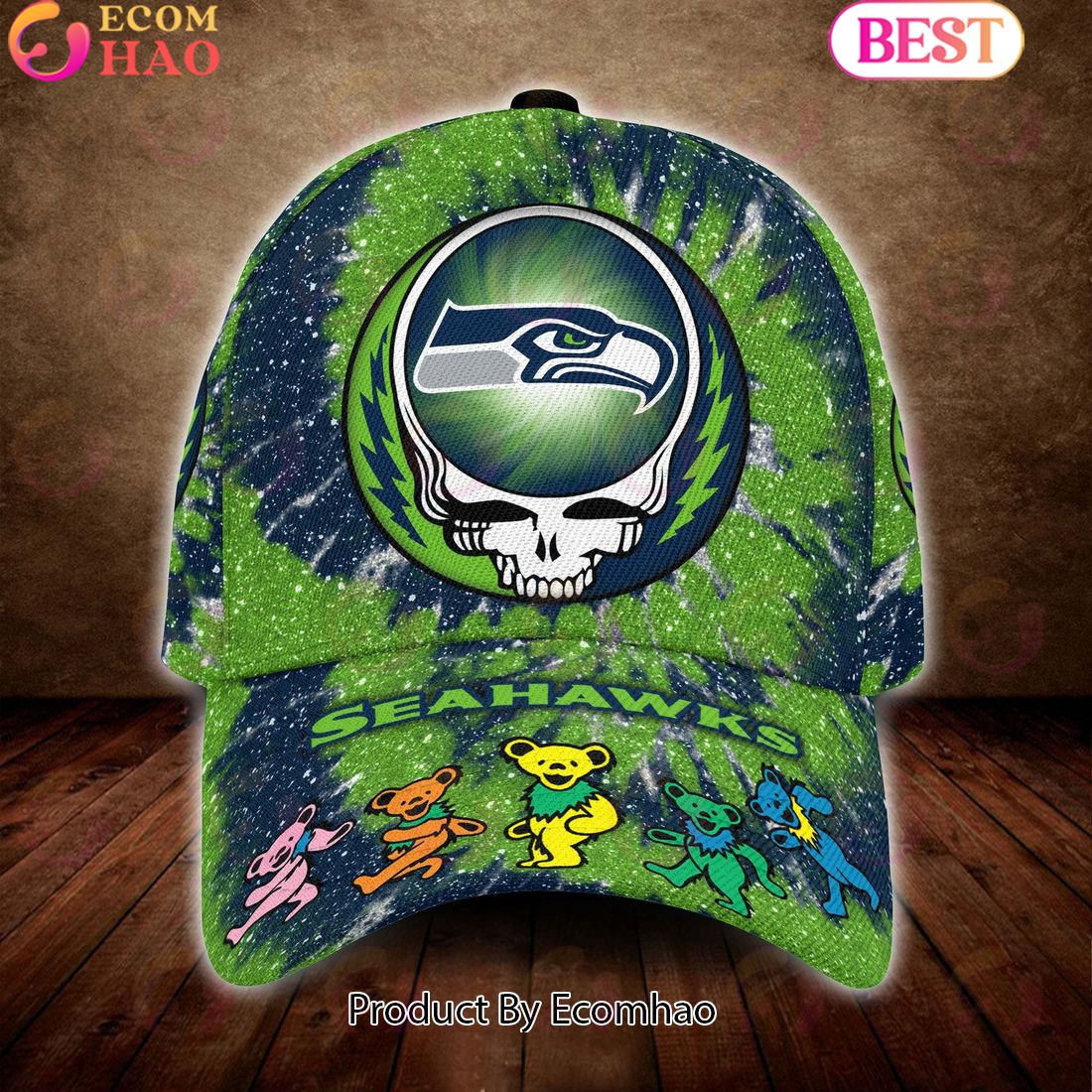 Seattle Seahawks 3D Cap NFL & Grateful Dead Dancing Bears