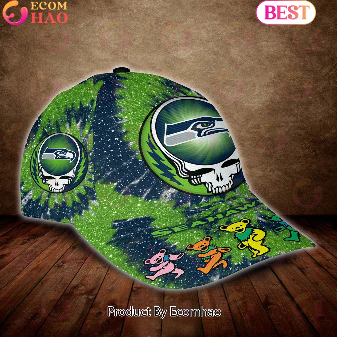 Seattle Seahawks 3D Cap NFL & Grateful Dead Dancing Bears