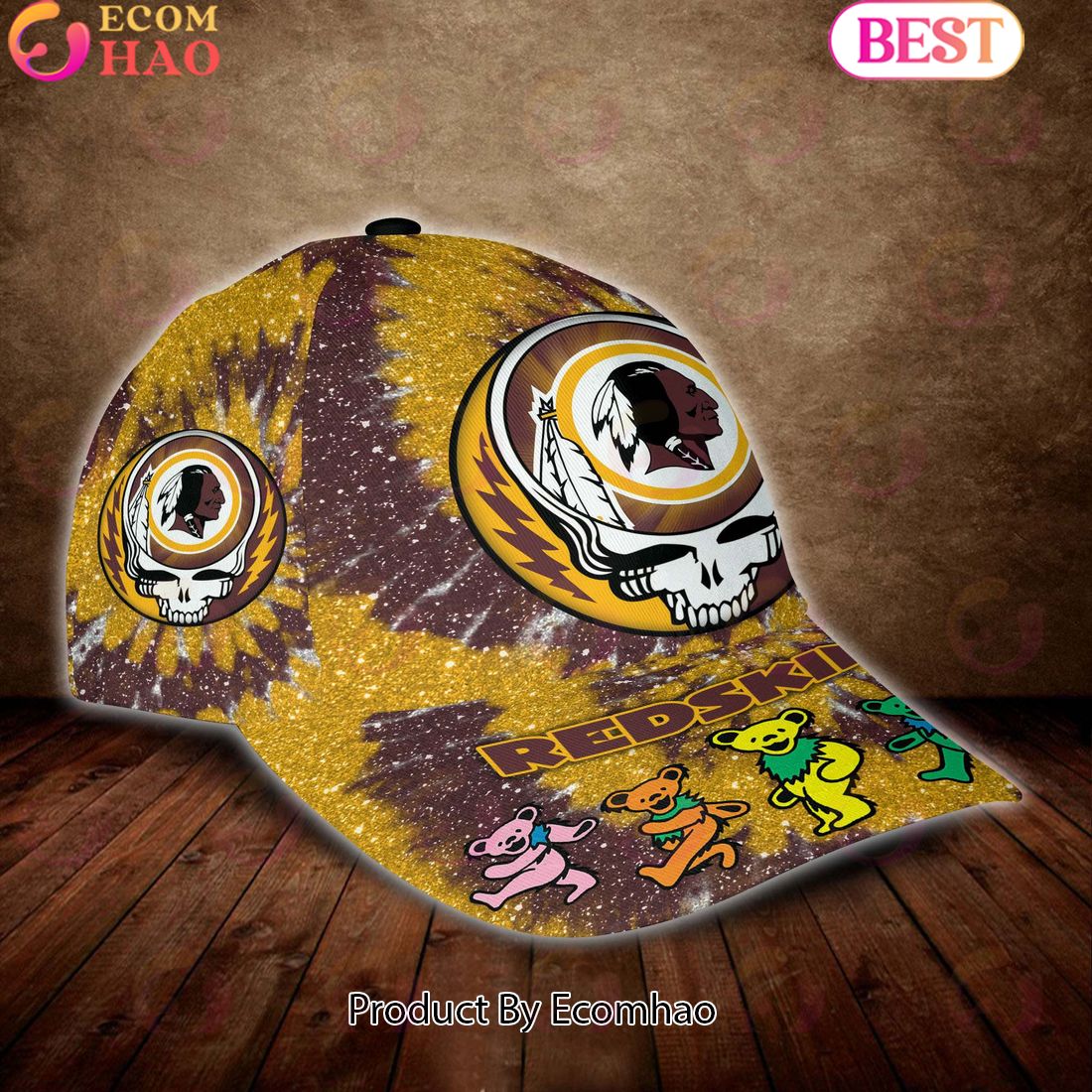 Washington Redskins 3D Cap NFL & Grateful Dead Dancing Bears