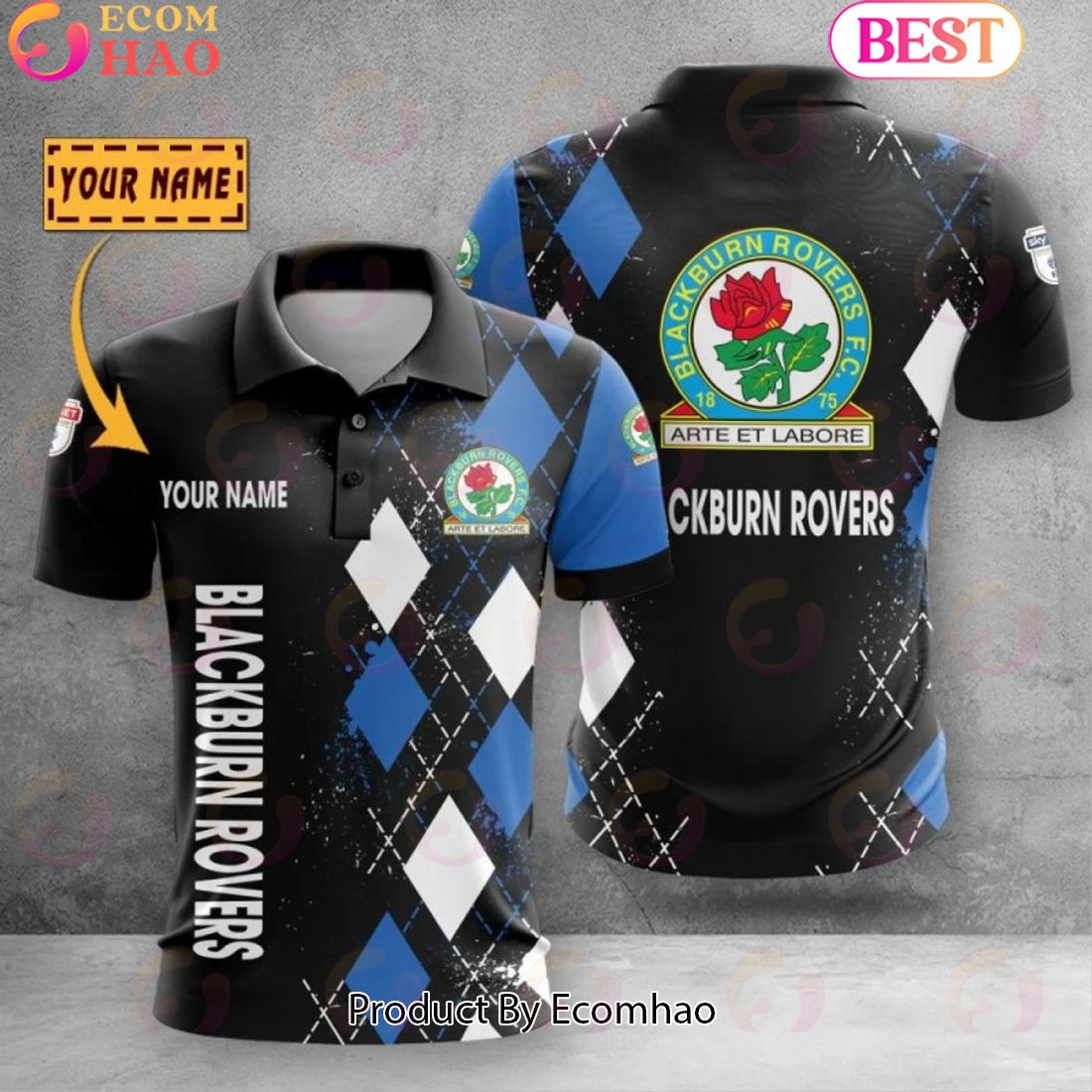 Custom Name Blackburn Rovers Polo Shirt