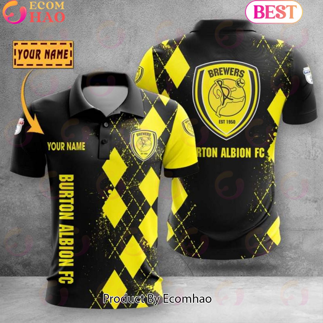 Custom Name Burton Albion F.C Polo Shirt