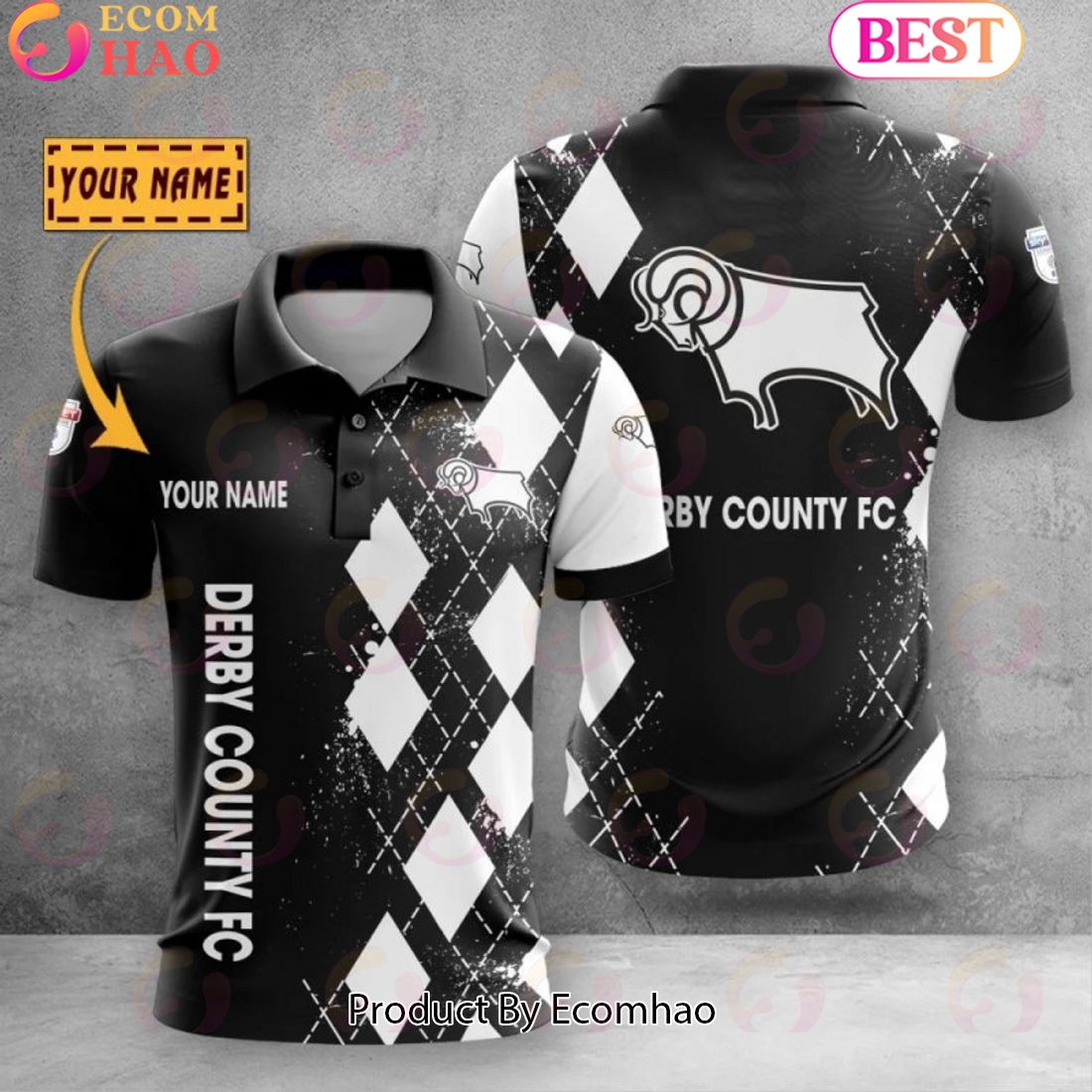 Custom Name Derby County Polo Shirt