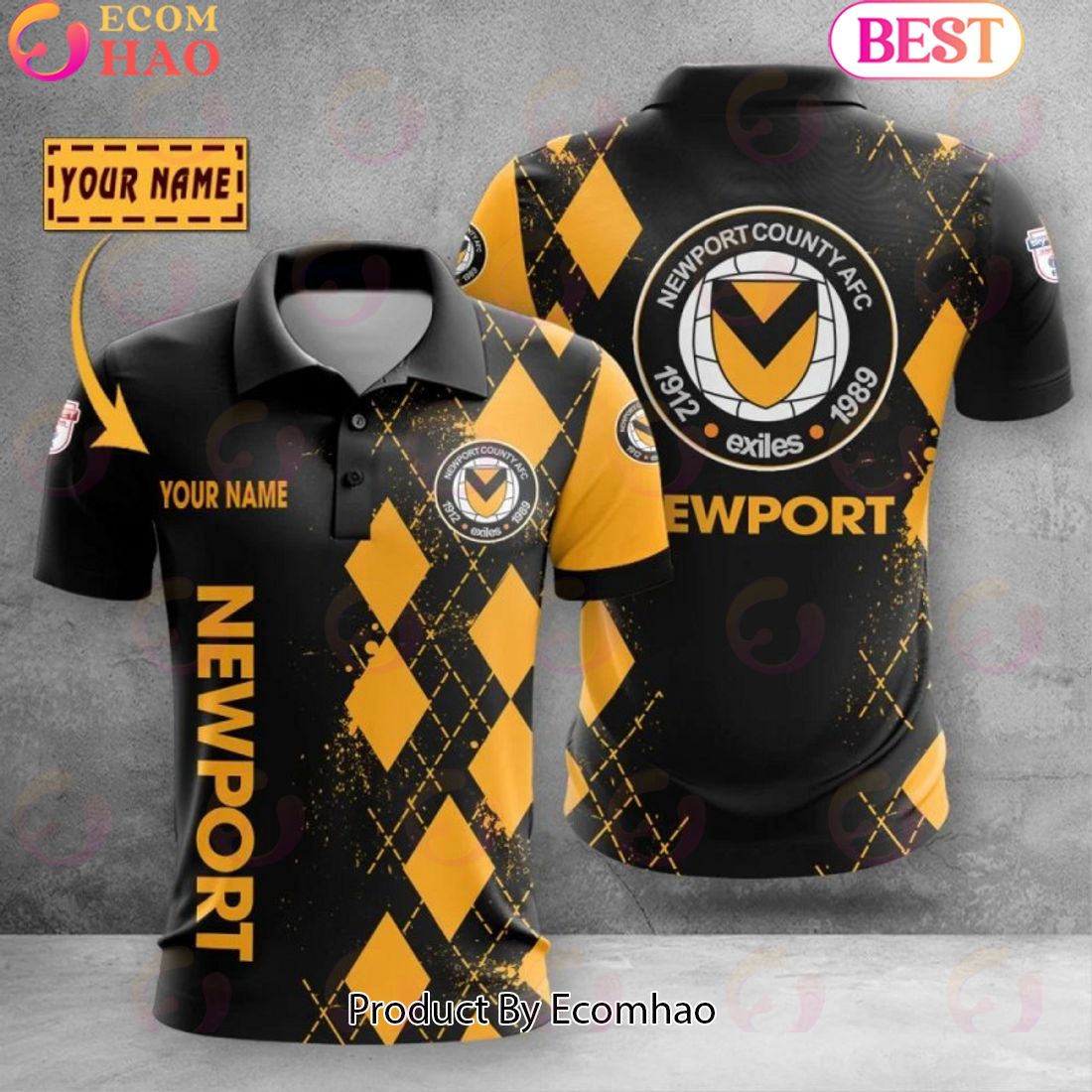 Custom Name Newport County Polo Shirt