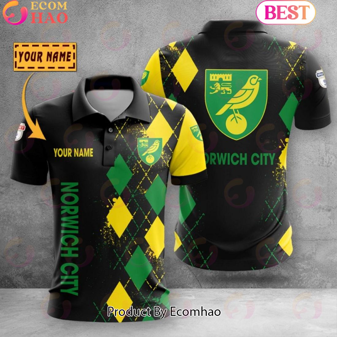 Custom Name Norwich City Polo Shirt