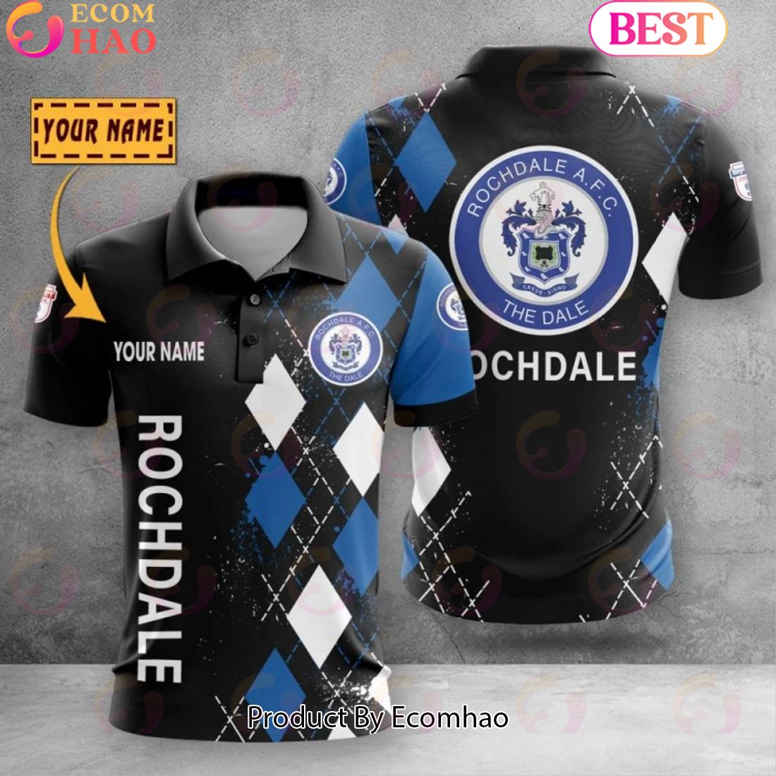 Custom Name Rochdale Afc Polo Shirt